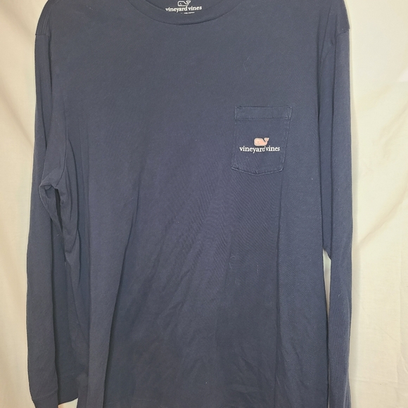 Vineyard Vines Other - Vineyard Vines Navy Long-Sleeve Pocket Tee Pink Whale Men’s XXL